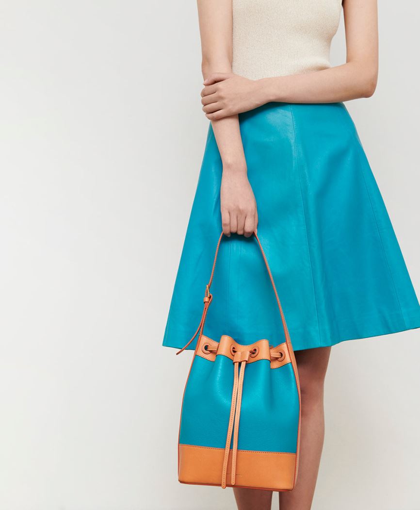 Women's Mansur Gavriel Block Bucket Bags Turquoise / Brown | AU 1472PA